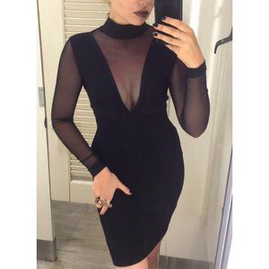Full Sleeve Mesh Cut Out Dress